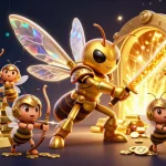 Experience dynamic gameplay at win678 with a golden hornet warrior and treasure bursts in a 3D casino scene.