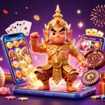 Experience thrilling gameplay with du88 featuring a lively Thai temple guardian and exciting casino elements.