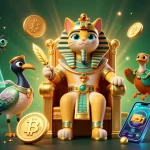Spin the reels on sunwin20 with a vibrant Egyptian-themed digital illustration rich with casino elements.