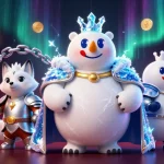 Experience the thrill of tt88 with a vibrant 3D illustration showcasing a polar bear and snow fox amidst crypto elements.
