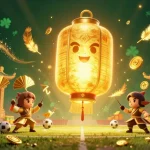 Engage with vaoroitv's exciting sports betting scene filled with golden lantern spirits and dynamic action.