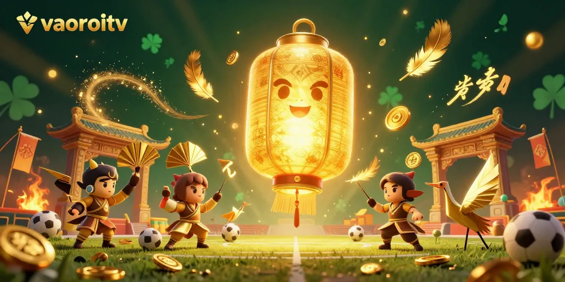 Engage with vaoroitv's exciting sports betting scene filled with golden lantern spirits and dynamic action.