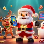 Experience thrilling jackpots at red88 with Santa and friends celebrating in a vibrant casino scene.