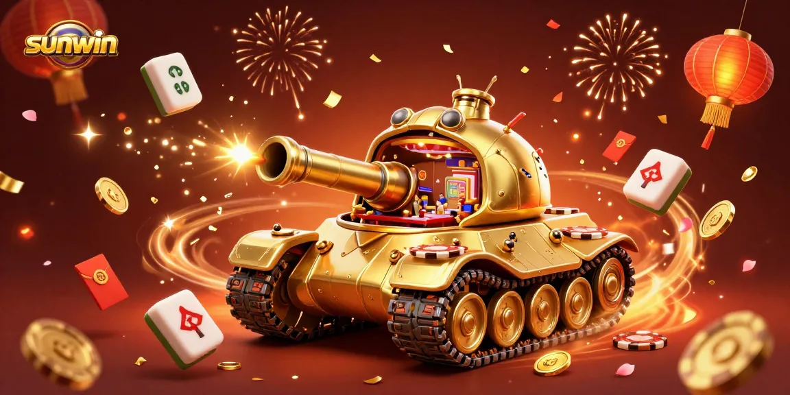 Experience the excitement of sunwin with a vibrant 3D casino scene featuring a golden beetle tank.