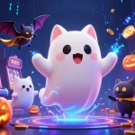 Experience thrilling adventures with DA88 featuring a ghost cat and vampire bat amidst vibrant casino elements.