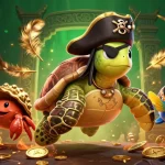 Engage with thrilling moments at 789pnv, featuring a cartoon pirate turtle and unique treasure.
