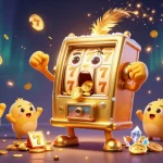 Experience the excitement of 88aa with a golden slot machine hitting a jackpot amidst swirling casino elements.