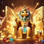 Experience the excitement of qs88aa with a vibrant scene featuring a pharaoh cat surrounded by treasures.
