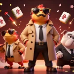 m88 brings excitement to gambling with playful raptors and a suspicious bulldog at the casino entrance