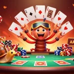 Engage with luck8's exciting poker scene featuring animated characters at a vibrant table.