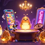 Engage in the immersive world of EE88's casino with vibrant golden glowworms and exciting slot games.