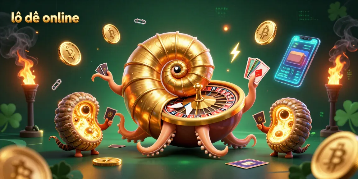 Engage in lô đề online with vibrant 3D illustration featuring a giant nautilus and crypto elements.