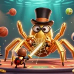 Okfun showcases an exciting casino adventure with a golden tarantula and beetle knight in action.