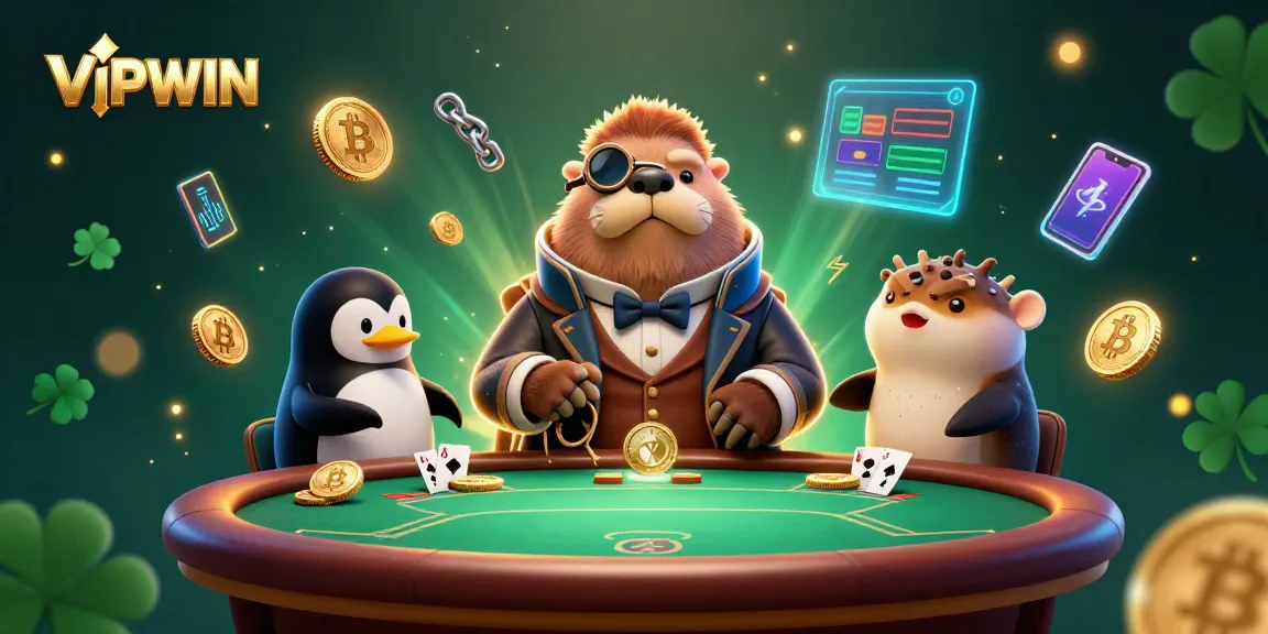 Engage in thrilling poker at VIPWIN with a jolly walrus, penguin dealer, and a bluffing pufferfish.
