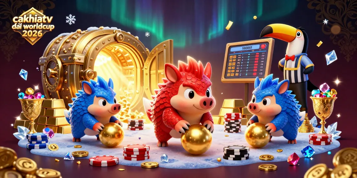 Engage with cakhiatv trực tiếp worldcup 2026 in this vibrant 3D illustration showing competitive pangolins.
