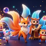 Experience thrilling games at F8bet with a vibrant scene of animated characters and jackpot excitement.
