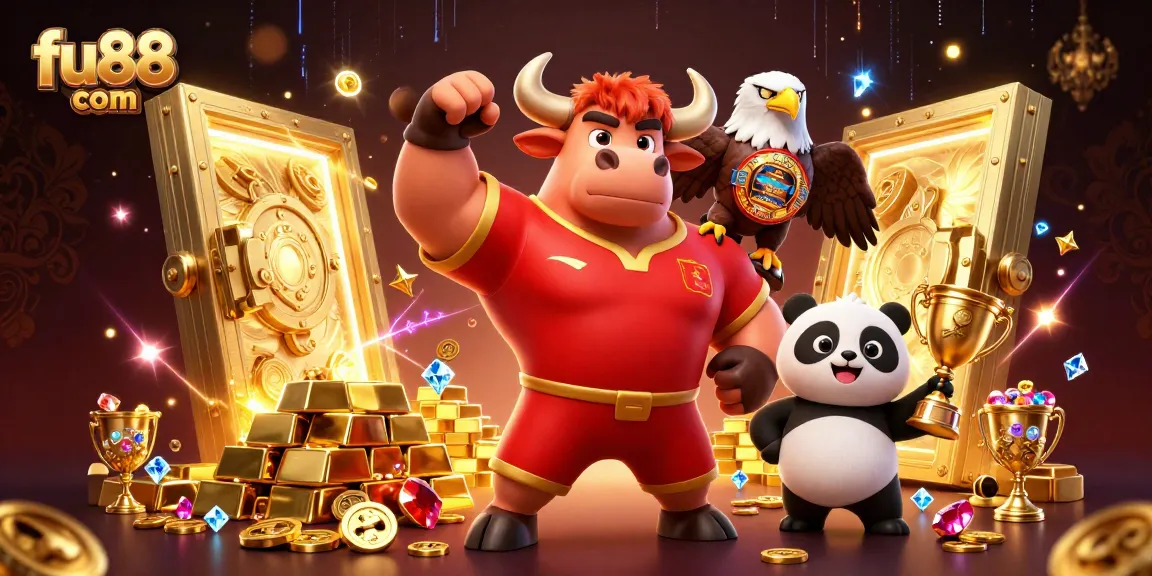 Experience excitement at fu88 com with vibrant characters celebrating victories in a dynamic casino setting.