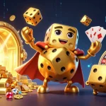 Engage with W88 at the vibrant casino scene featuring golden dice and treasure for epic wins.