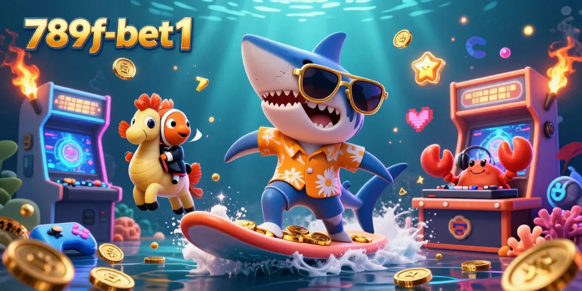 Experience the thrill of winning at 789f-bet1 with a dynamic underwater casino scene featuring vibrant characters.