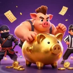 Spin to win with situs depo 10k as a golden piggy bank sumo wrestler dominates the casino scene.