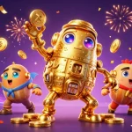 Experience the excitement of LLWIN with vibrant lottery elements and celebratory effects.