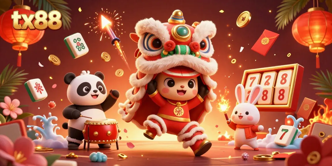Experience the excitement of tx88 with vibrant casino-themed 3D illustration showcasing luck and joy.