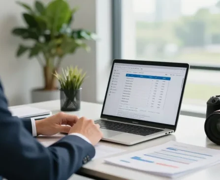 Exploring golf cart financing options in a professional office setting with financial tools and documents.