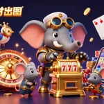 Engage with 加拿大28走势图 showcasing a lively steampunk elephant in a detailed casino scene.