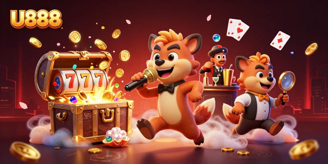 U888 offers a vibrant casino experience with hyenas engaging in fun activities like mixing drinks and telling jokes.
