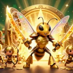 Experience w88 link's thrilling gaming atmosphere with a dynamic scene of golden hornets and treasures!
