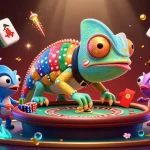 tx88 players enjoying a vibrant chameleon casino illustration with lively gambling elements.