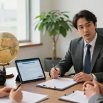 Clients exploring Turkish Citizenship By Investment options with a legal expert in a modern office.