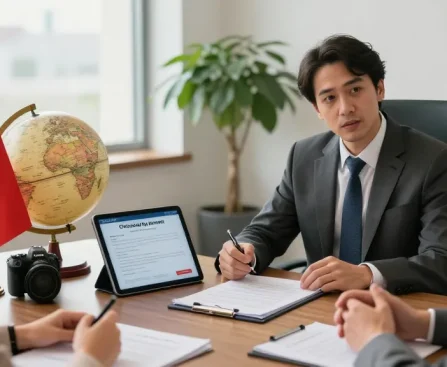 Clients exploring Turkish Citizenship By Investment options with a legal expert in a modern office.