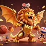 sc88 presents an exhilarating scene of a chimera and mouse jockey amid dynamic sports elements.