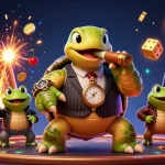 Spin and win at kp88 slot with a lively casino scene featuring a snapping turtle and enforcers.