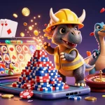 Engage in the excitement of world cup 2026 with a vibrant casino scene featuring triceratops building poker chip pyramids.