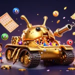 Experience vibrant wins with mm99’s miniature casino in a golden beetle tank amidst colorful games.