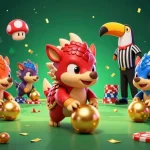 Stunning illustration of luongsontv rivalry featuring pangolins in a casino-themed game scene.