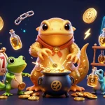 ML88 offers thrilling slots gameplay with golden alchemists and crypto elements in a dynamic scene.