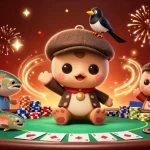Play and win at rik vip with cute characters in a vibrant casino environment!
