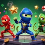 Play exciting casino games at Ku88 with ninja chameleons enjoying a dynamic animated environment.