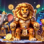 Experience the thrill of vin88us with a royal lion, crypto treasures, and a vibrant casino ambiance.
