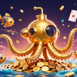 Experience the vibrant world of five88 with gold coins and thrilling casino elements in this dynamic 3D illustration.