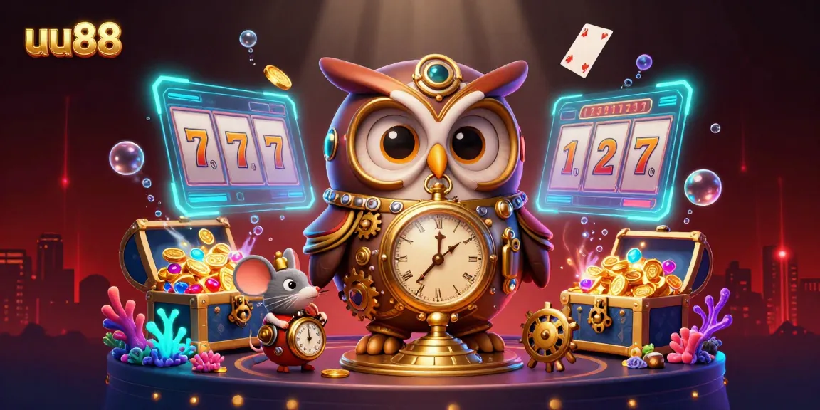Experience thrilling gameplay at uu88 with a vibrant 3D illustration showcasing casino elements.