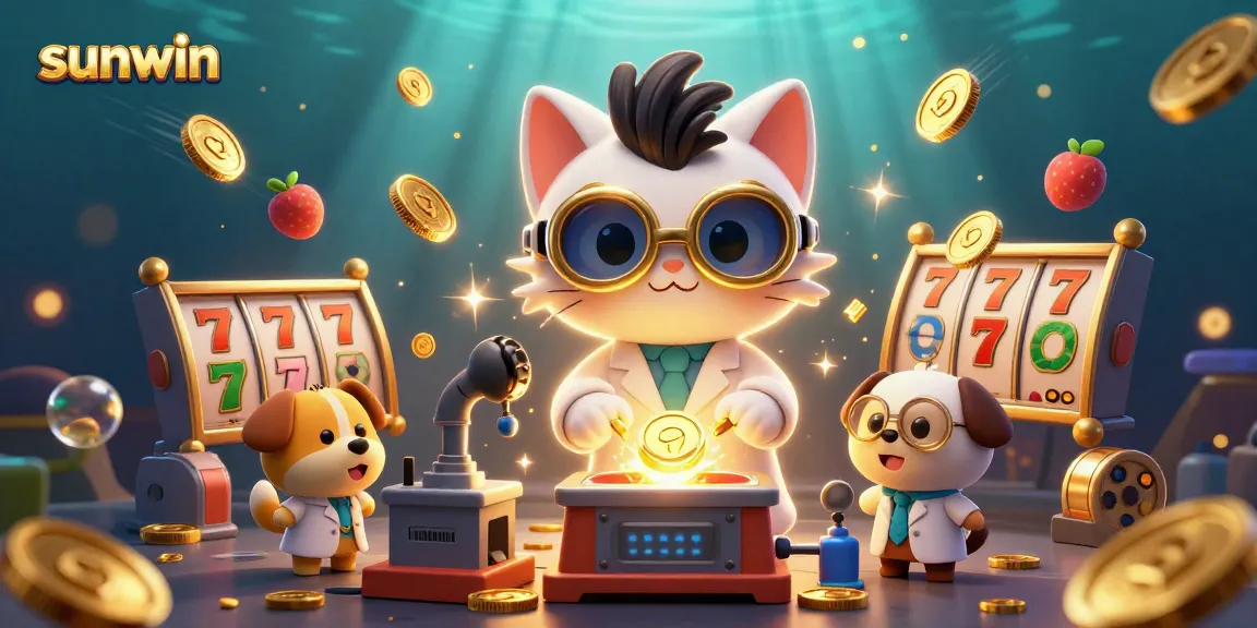 Experience winning with sunwin through exciting slot machine action in a vibrant 3D scene.