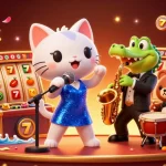 Experience lively gaming and winning with lc88 slot reels and colorful characters in a dynamic casino scene.