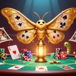 Engage with ONE88 as the vibrant casino scene unfolds with golden motifs and poker action.