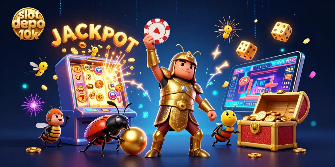 Experience the thrill of slot depo 10k with vibrant characters and jackpot excitement in this colorful illustration.