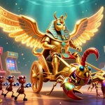 Alo8 offers thrilling jackpot opportunities, featuring a golden scarab beetle in a vibrant casino scene.