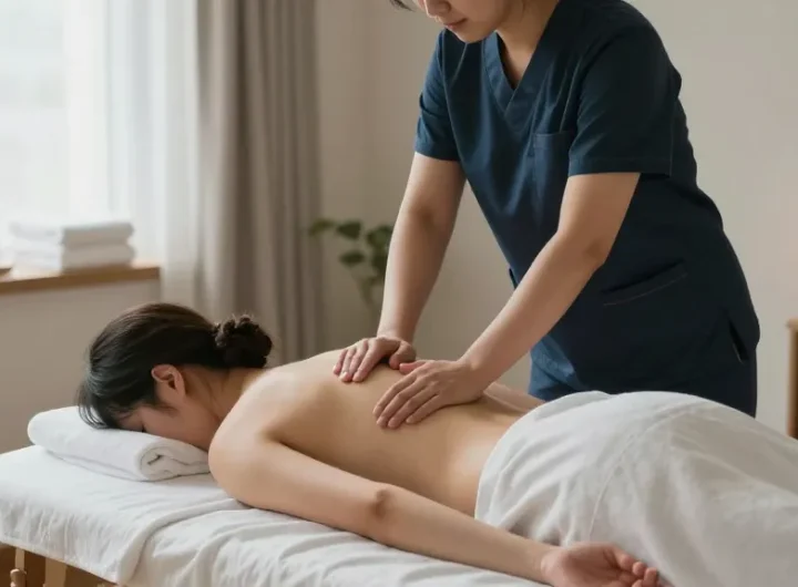 Engaging scene of a relaxing 영등포출장마사지 in a serene home setting with a professional therapist.